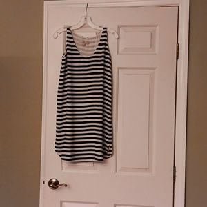Loft Navy Blue and White Striped Dress Size xxsp